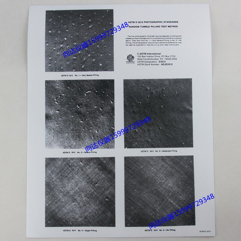 Messy Up Hair Ball Rating Sample ASTM D3512 Pilling Grading Photographic