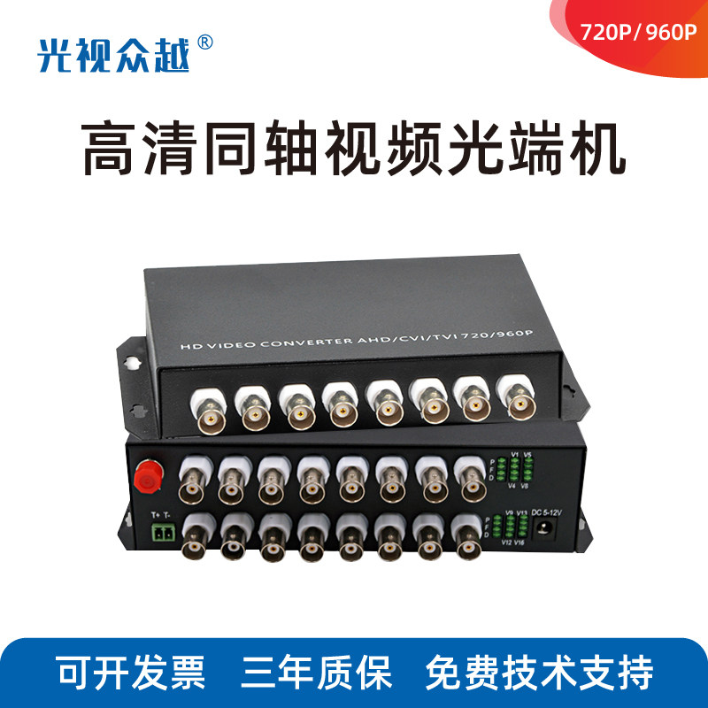2-way 4-way 8-way 16-port coaxial high-definition film optical transmitter and receiver converter TVI CVI AHD transfer optical fiber transceiver