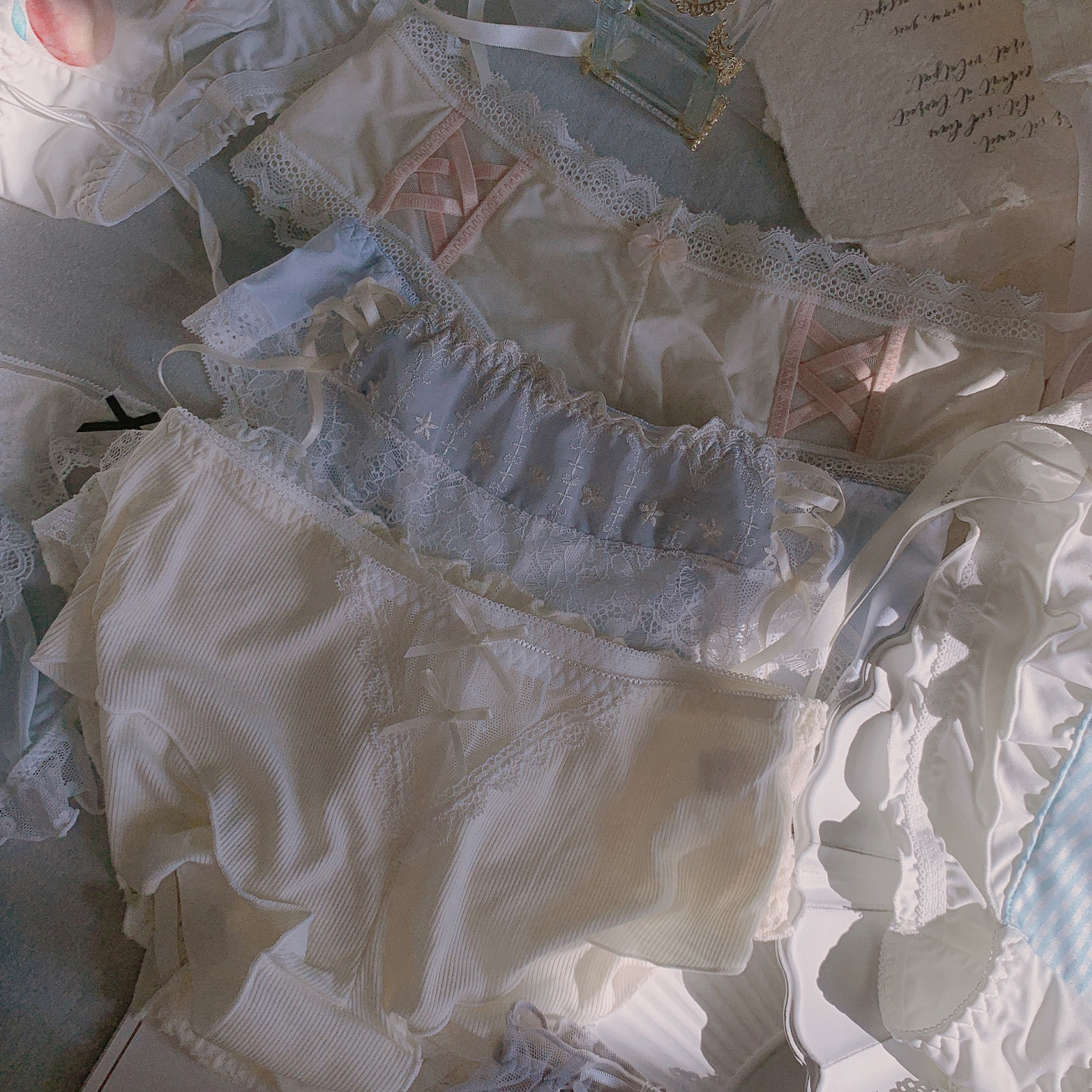 Dream Fairy 3 dress Peach Honey Pants Woman Pure Desire Teenage Girl Wind Sexy Lace Day Ensemble Low Waist Pure Cotton Crotch