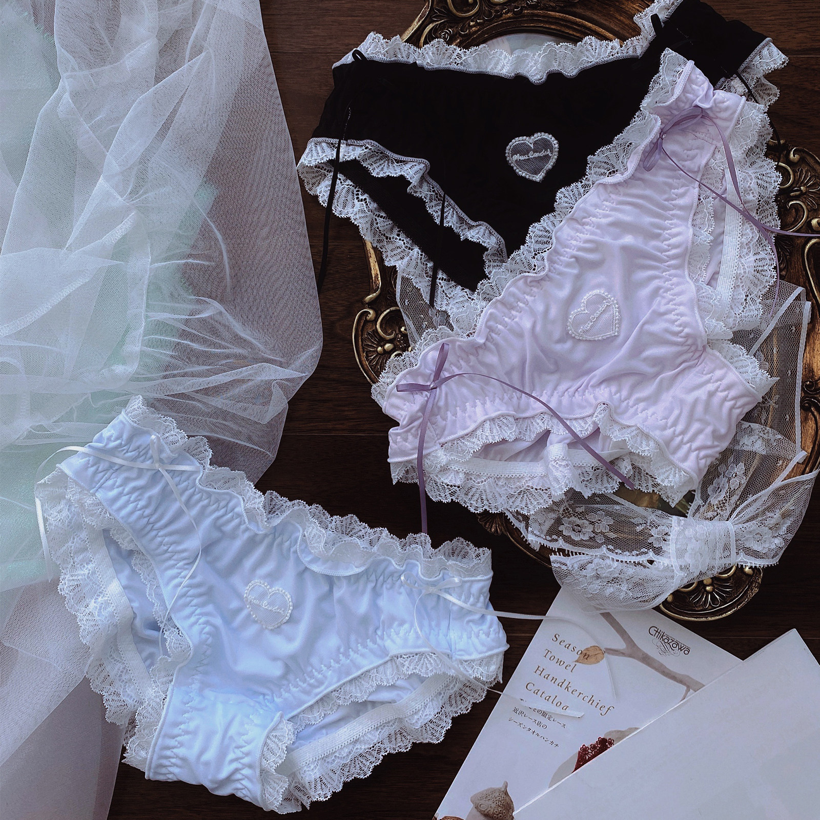 Peach honey panties female lace edge love milk silk seamless sweet girl cotton crotch teen soft cute cute