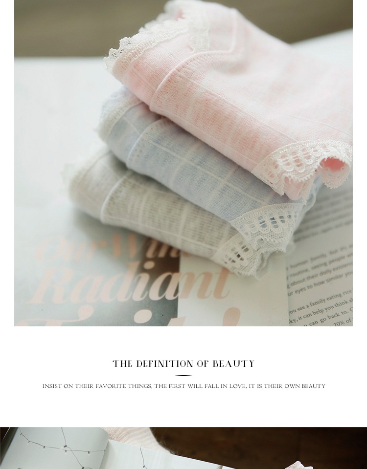 Đồ lót cô gái nhung tươi kẻ sọc bằng vải cotton Cô gái đồ lót cotton thấp eo 3 màu pk175 các mẫu đồ lót gợi cảm
