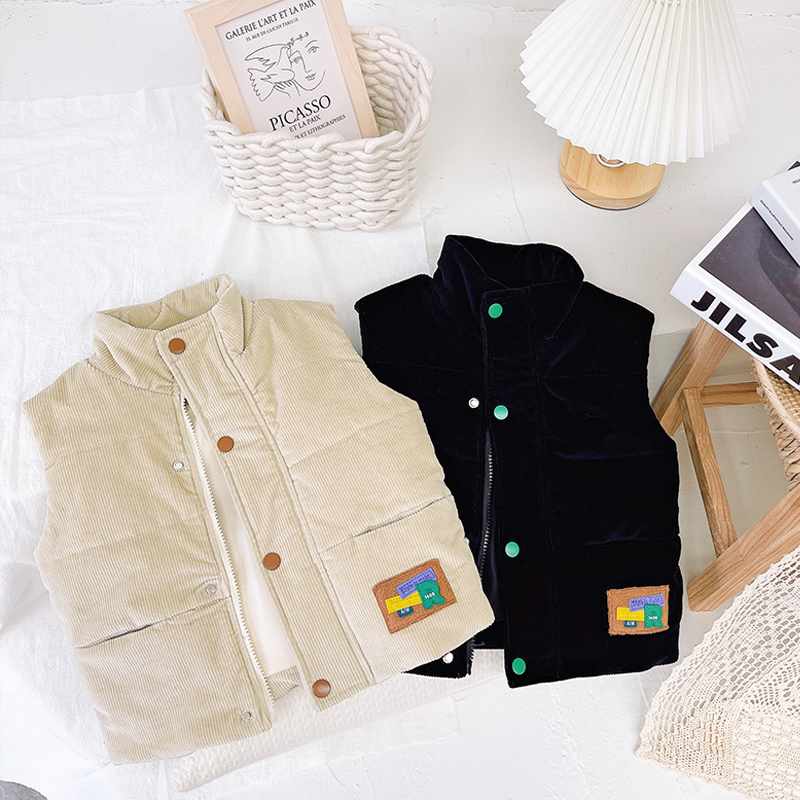 Autumn and winter thickened Western style zipper warm children's vest vest baby 2-8 years old casual corduroy top 3 - Taobao