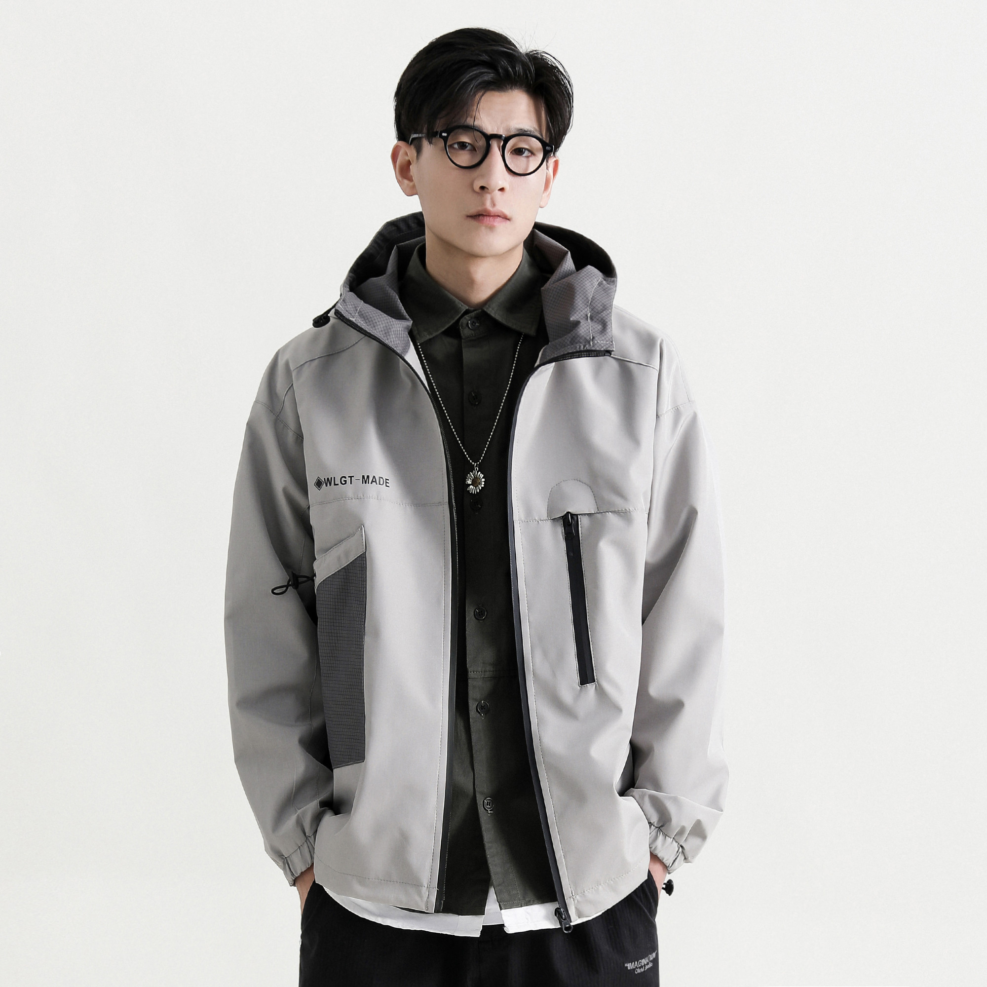 Write Spring Japanese trend dress dress men wear personally handsome coat casual coat gray coat