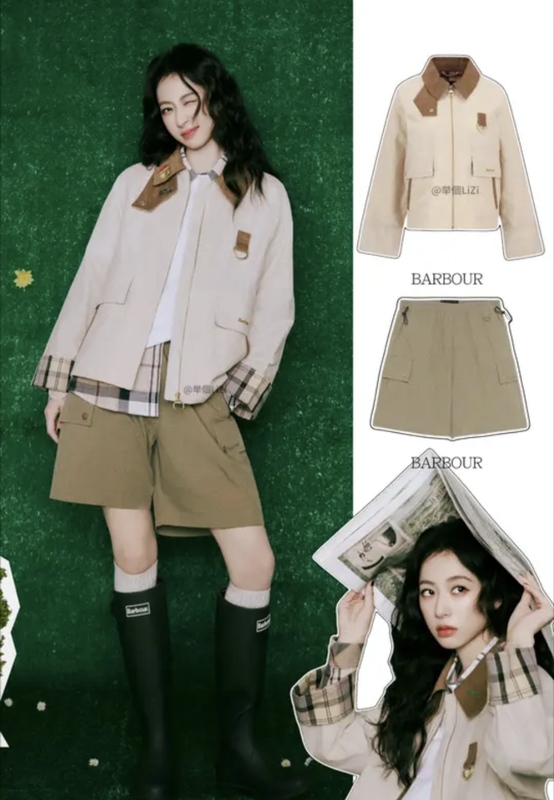 Zhou Yutong's Same Style Barbour Icons Spey Women's Fishing Jacket Wax-Free Coat Windbreaker Lsp0311