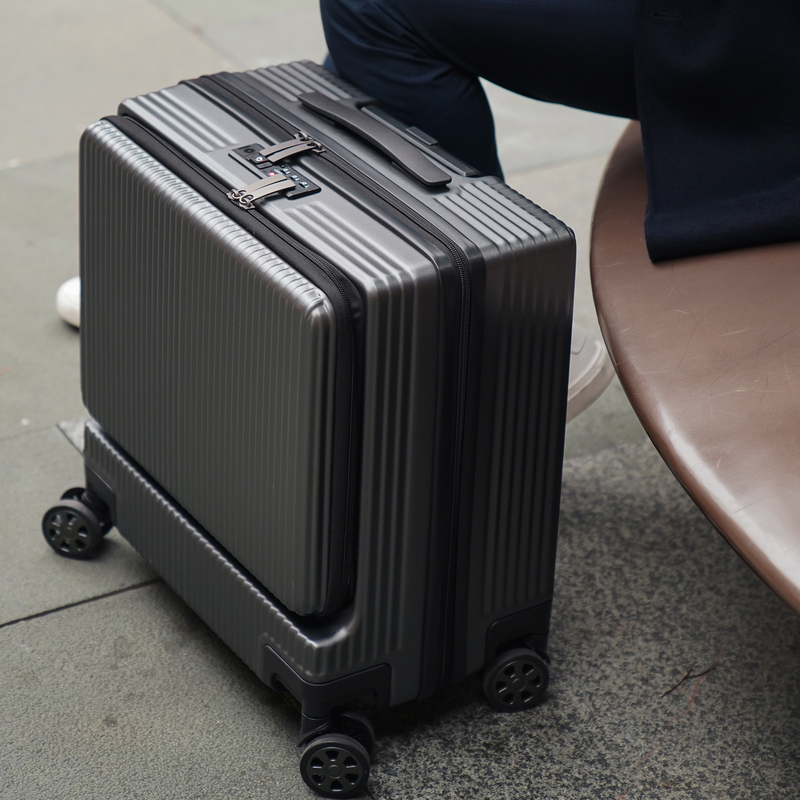Multifunctional Front-Opening Business Suitcase for Men 20inch Business Trip Computer Carry-On Suitcase Aluminum Frame Trolley Suitcase for Women