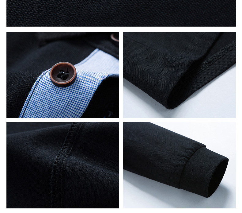 JEEP chính thức nam mùa thu mới áo thun dài tay ve áo màu rắn lỏng rộng kích thước lớn áo thun cotton POLO áo phông polo nam