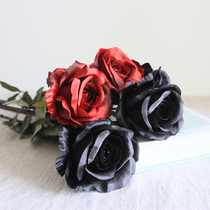Dark Black Ensemble Shooting Photo Props Simulation Flowers Fake Flowers Black Rose Flowers Home Living Room Window Swing Piece Decorations