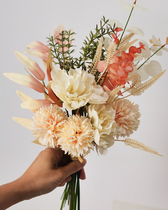 ins wind and autumn color series retro rose hand holding flower simulation flower photo-prop tulip household placement of decoration flower