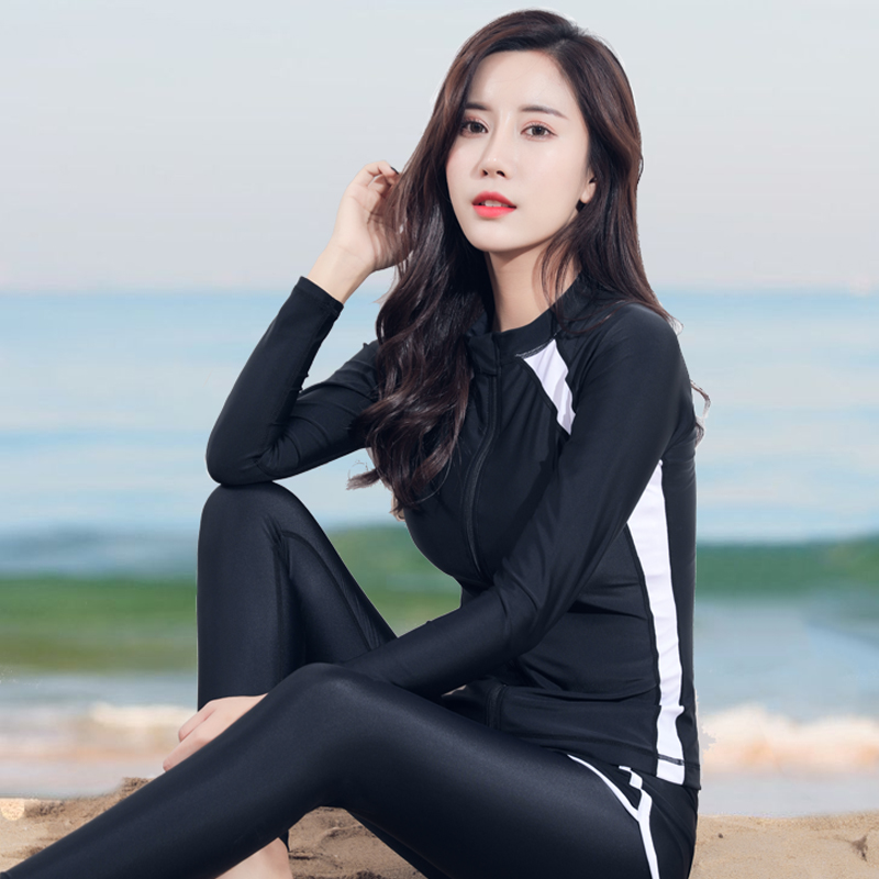 Diving suit women's two-piece long sleeve suit sunscreen swimsuit rafting jellyfish coat diving suit outdoor surf suit set