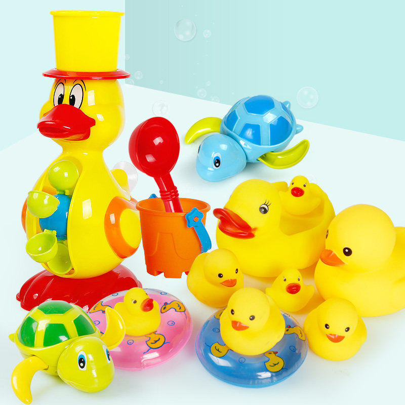 Shaking sound baby bath toy Children baby little yellow duck female boy playing with water Little turtle who can swim in the water