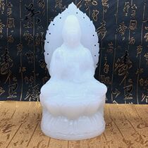 Natural stone white jade Guanyin Buddha statue swinging piece Zen Serie Living room Pau Ping An Home Town Residence Size swing piece with base