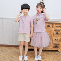 Kindergarten Garden Clothes Summer Clothes Children Hanfu Tang Dress Chinese Style Primary School Class Clothes Graduation Season National Performance Costume