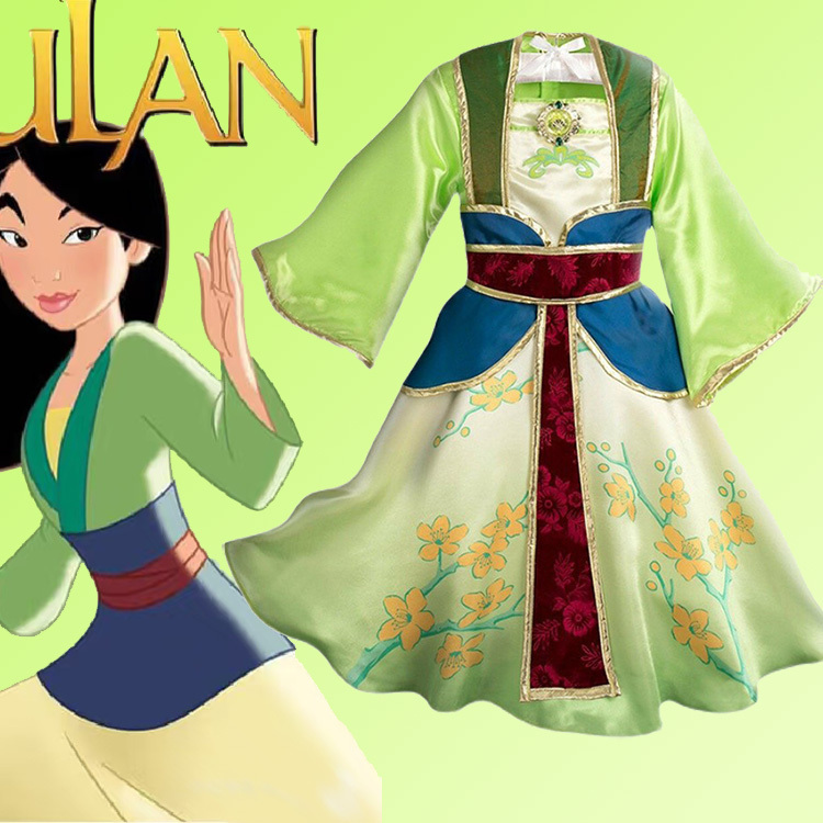 Mulan Performance Costume for Children, Girls' Summer Cosplay Chinese Style Ancient Costume Hanfu Princess Dress Disney Dress Fairy