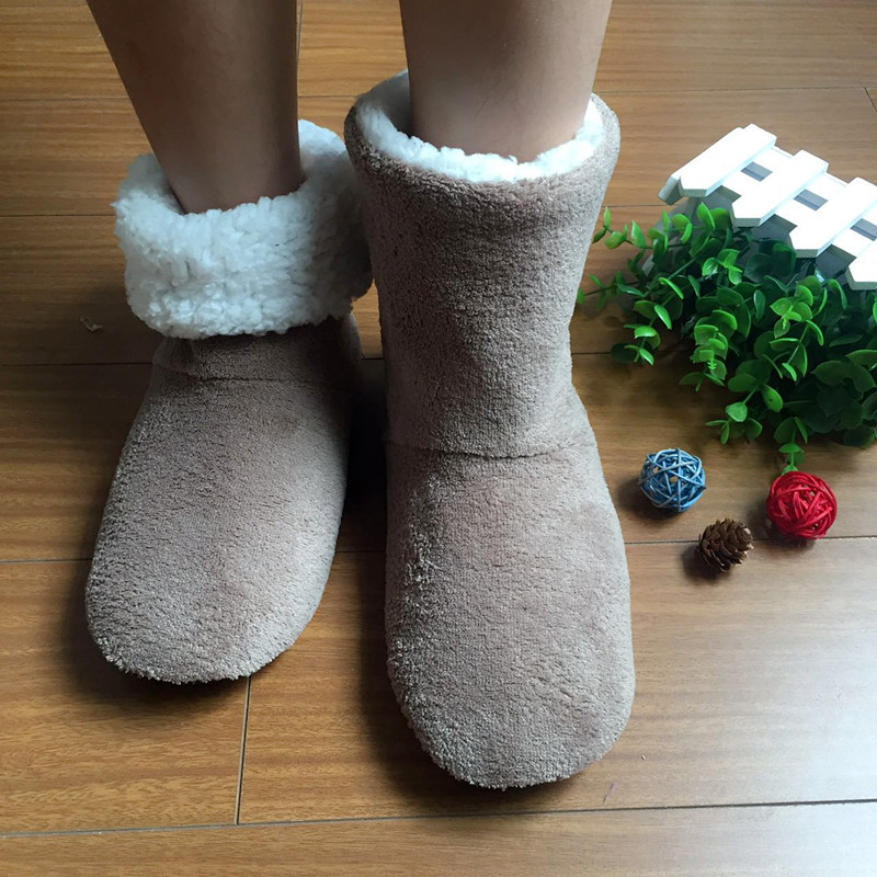 Mới mùa đông dày ấm áp lông cừu san hô chống trượt mềm mại giày đế bằng nam và nữ vớ trong nhà giày cotton thời thơ ấu cha mẹ hộp tất quà tặng đẹp