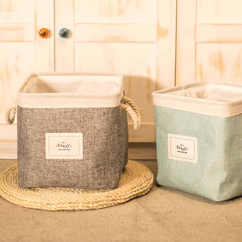 Nordic household products cotton canvas clothes with basket coat basket thickening toy folding barrels