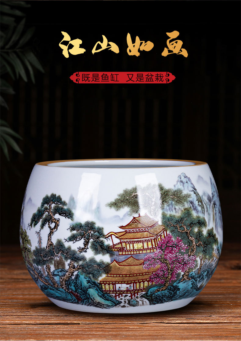 Jingdezhen ceramics aquarium cornucopia Chinese style household desktop furnishing articles TV ark, porch handicraft ornament