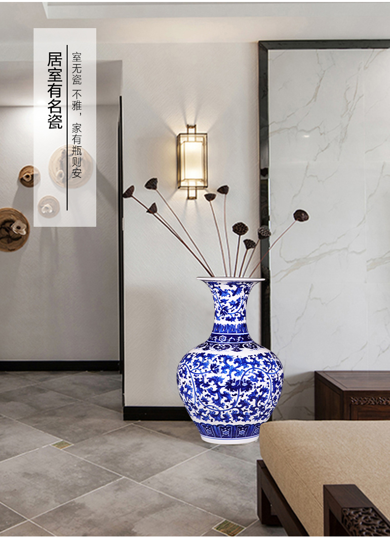 Jingdezhen ceramics furnishing articles flower arranging hand - made archaize sitting room of large blue and white porcelain vase Chinese style household decoration