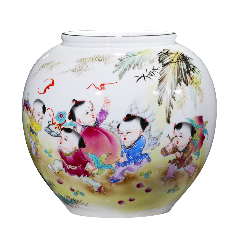 Jingdezhen ceramics vase pure manual gulp GuanPing new Chinese style household living room TV ark adornment furnishing articles