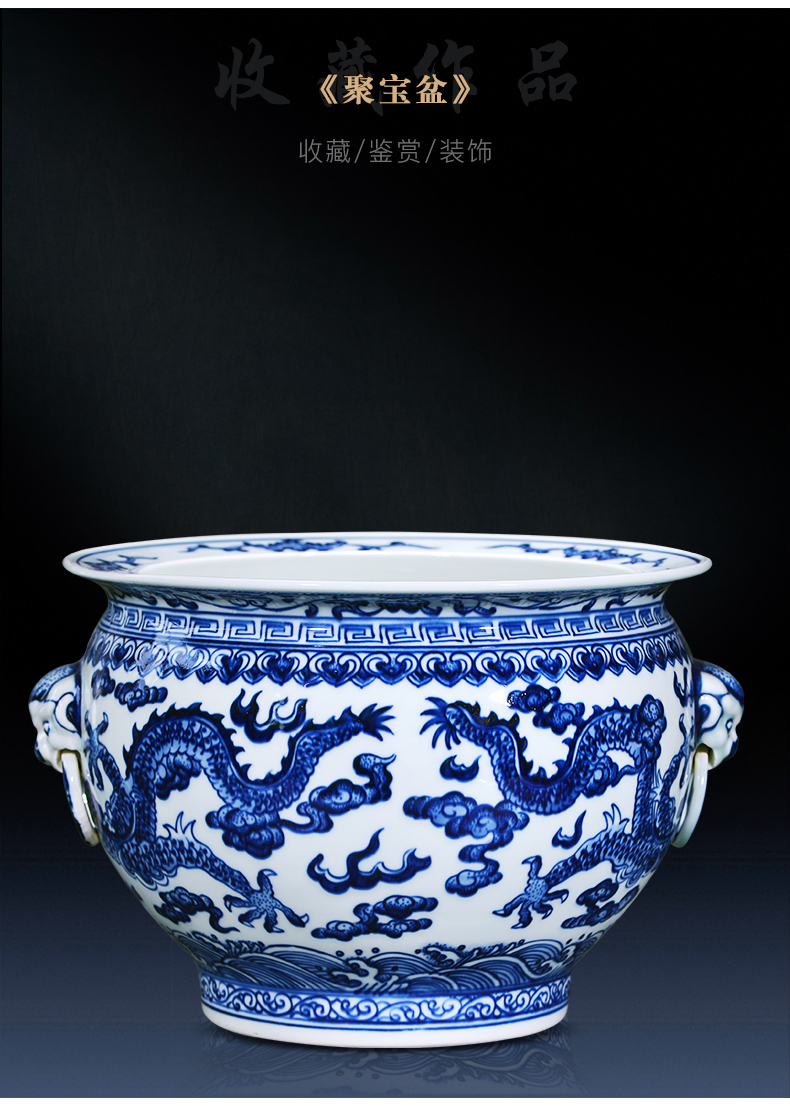 Hand - made cornucopia of blue and white porcelain of jingdezhen ceramics feng shui plutus furnishing articles sitting room of the new Chinese style household ornaments
