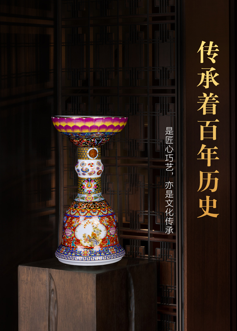 Jingdezhen ceramics the qing yongzheng creative colored enamel vase furnishing articles classical home sitting room porch decoration