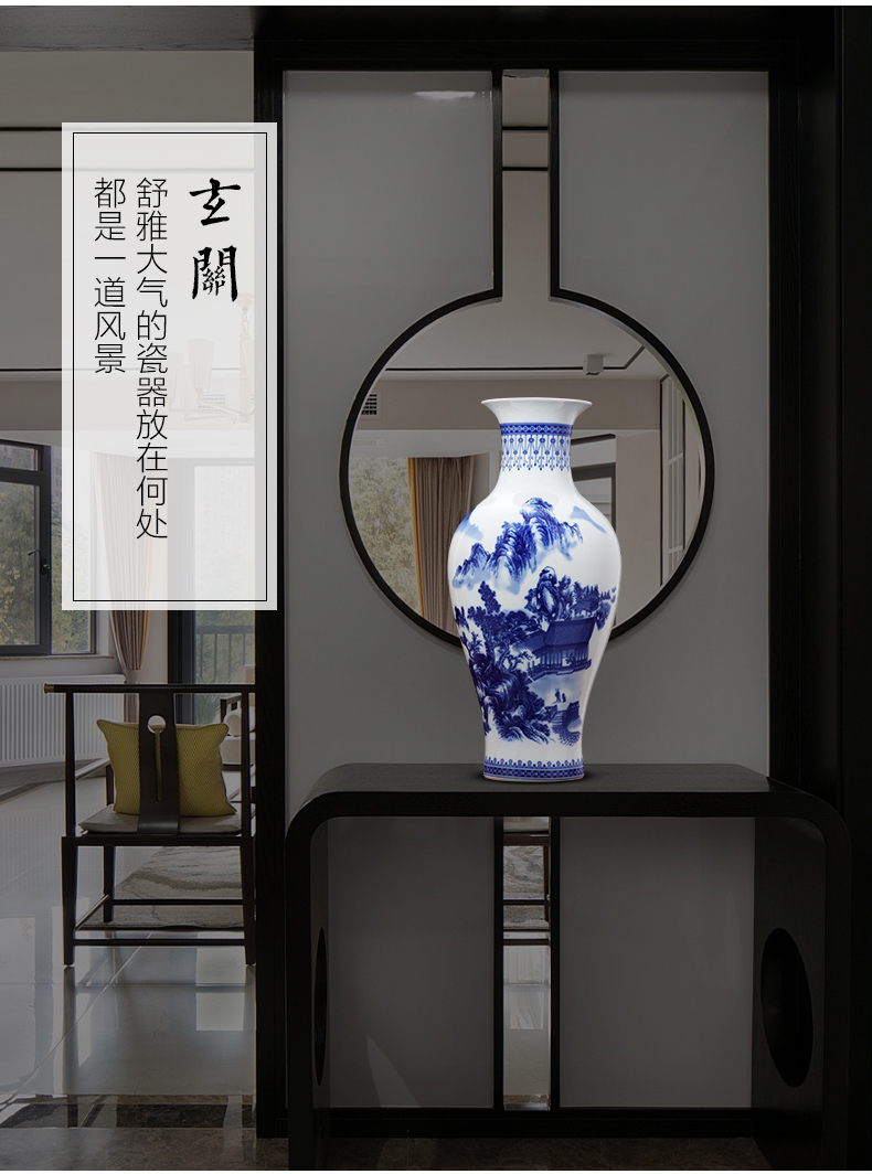 Blue and white porcelain of jingdezhen ceramics vase flower arranging dried flowers sitting room adornment I household act the role ofing is tasted TV ark, furnishing articles