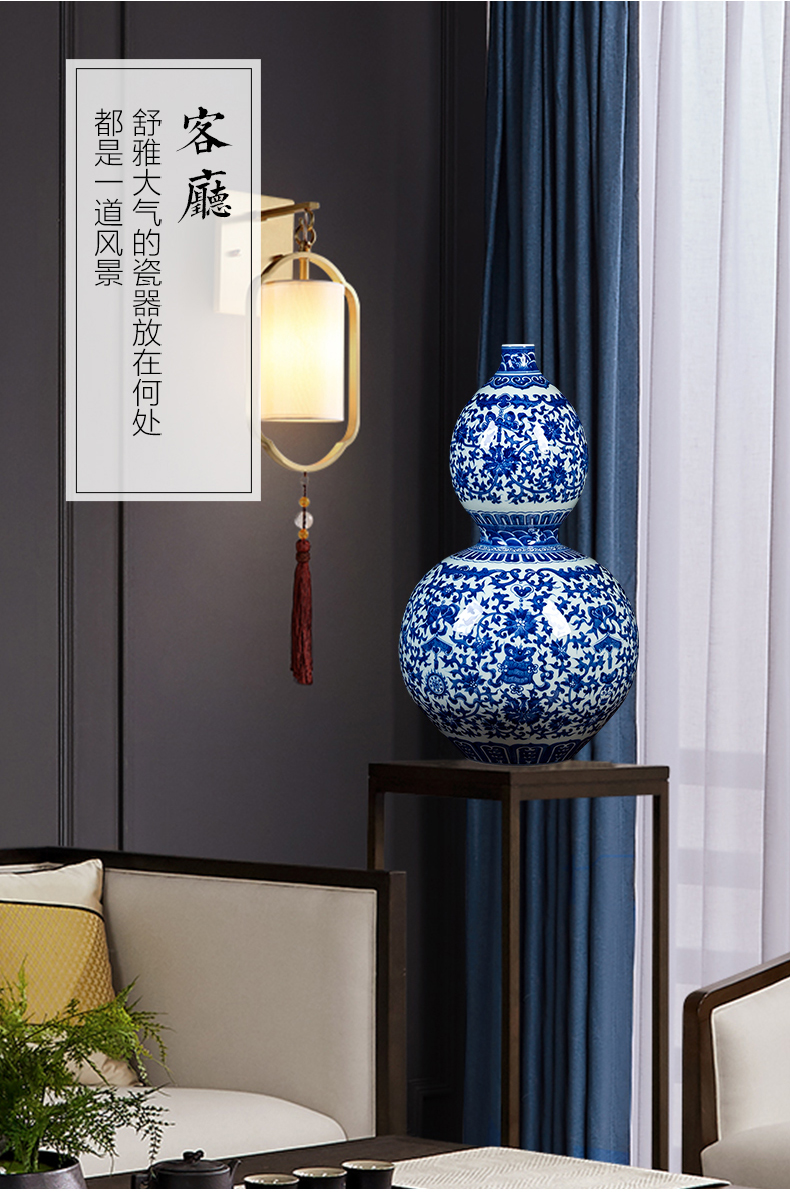 Jingdezhen ceramics hand - made sweet grain antique vase of blue and white porcelain bottle gourd bottle Chinese style household adornment furnishing articles