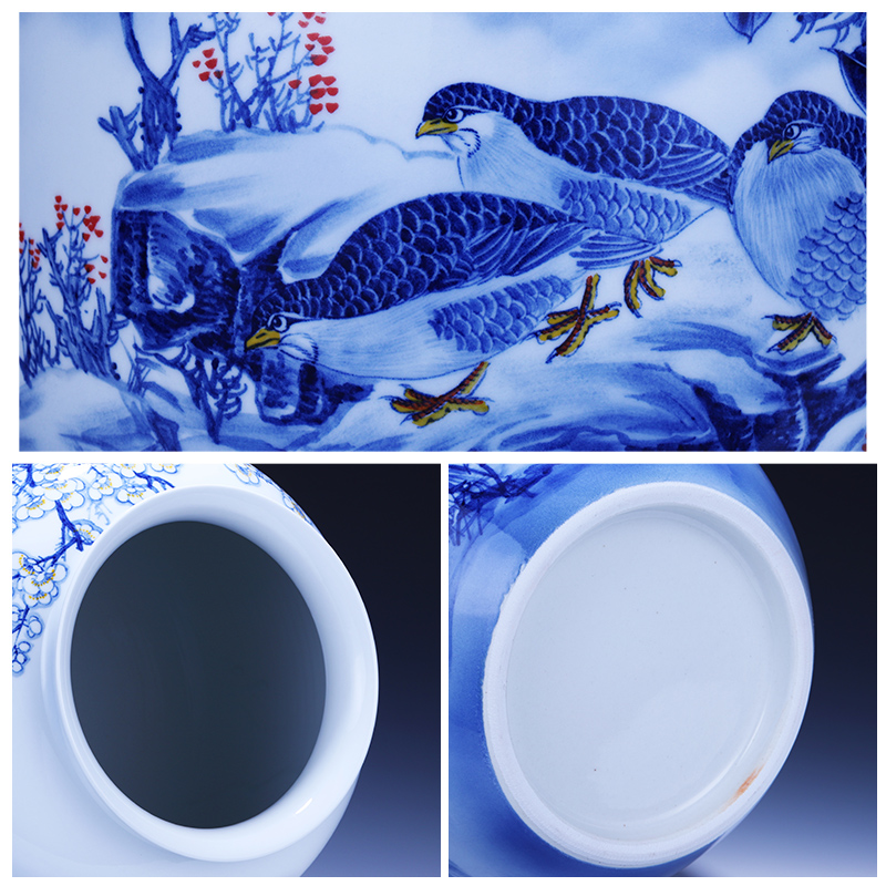 Jingdezhen ceramics hand - made large blue and white porcelain vase a snow harvest idea gourd bottle home furnishing articles