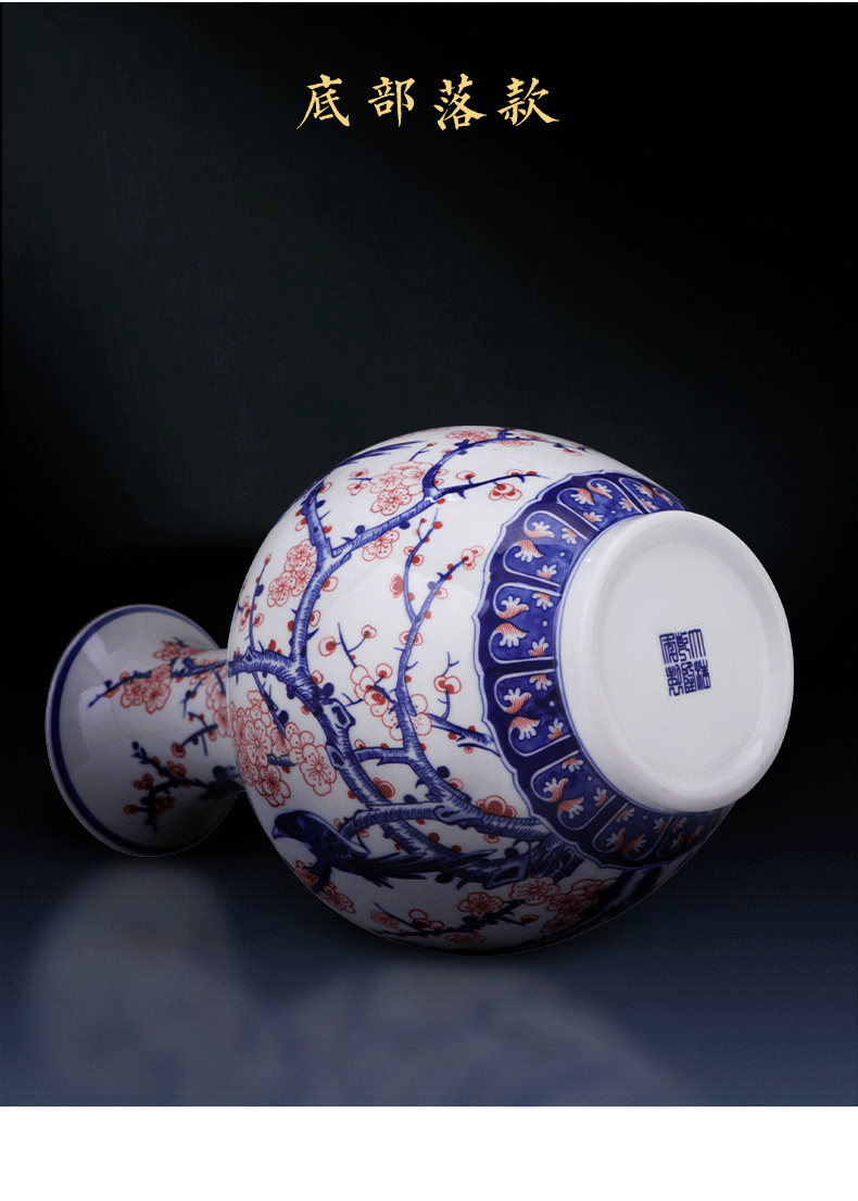 Jingdezhen ceramics vase furnishing articles hand - made the sitting room of Chinese style household wine cabinet TV ark, of blue and white porcelain ornaments