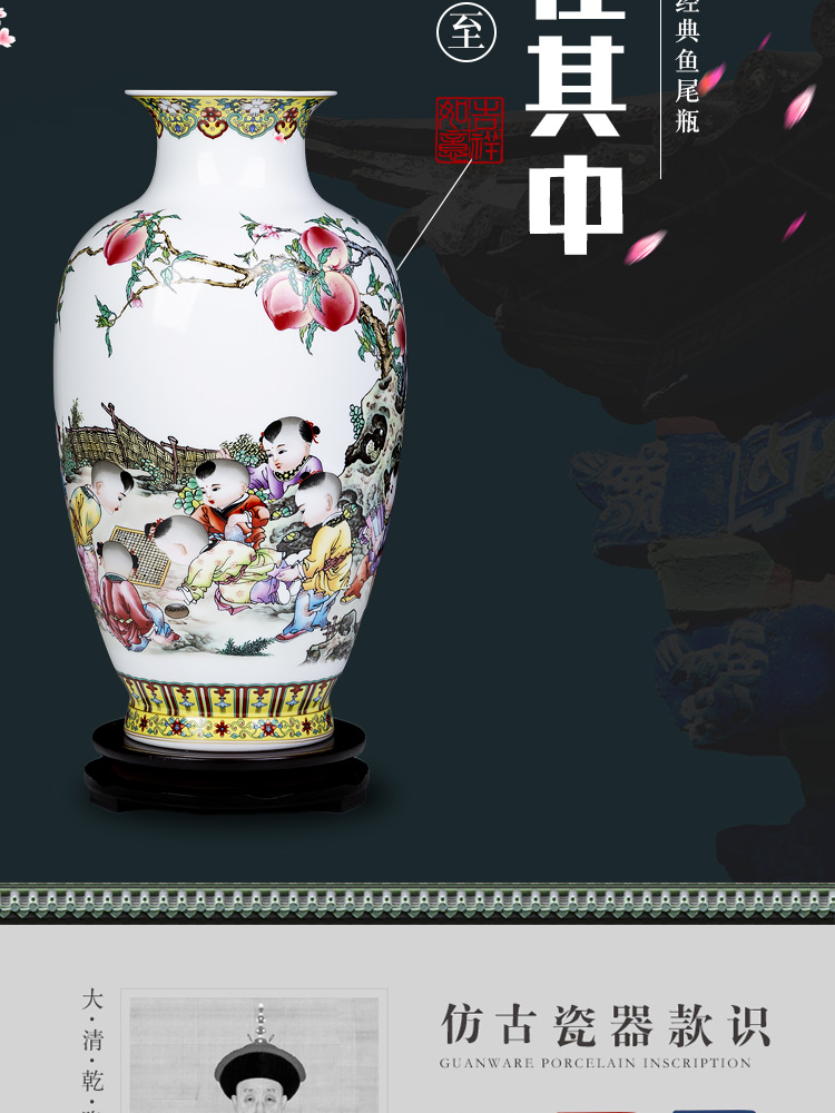 Jingdezhen ceramics powder enamel vase for bottle home decoration flower arranging rich ancient frame handicraft decoration furnishing articles to the living room