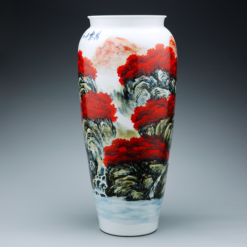 Jingdezhen ceramics of large vases, large hand - made scenery sitting room of Chinese style household decorations manual quiver