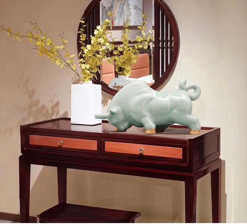 Furnishing articles jun porcelain of jingdezhen ceramics cow creative home sitting room ark decoration TV ark is small adorn article