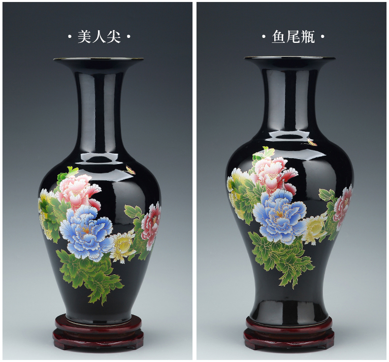 Jingdezhen ceramics large vase furnishing articles sitting room flower arranging Chinese style household porcelain of TV ark, wine accessories