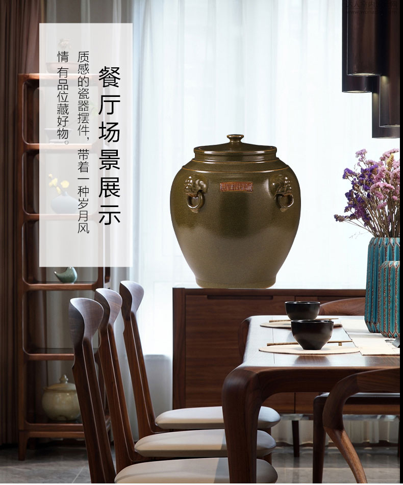 Ceramic oversized pot of pu 'er tea cake with 18 storage tank barrel with cover insect - resistant moistureproof it 50/100 kg