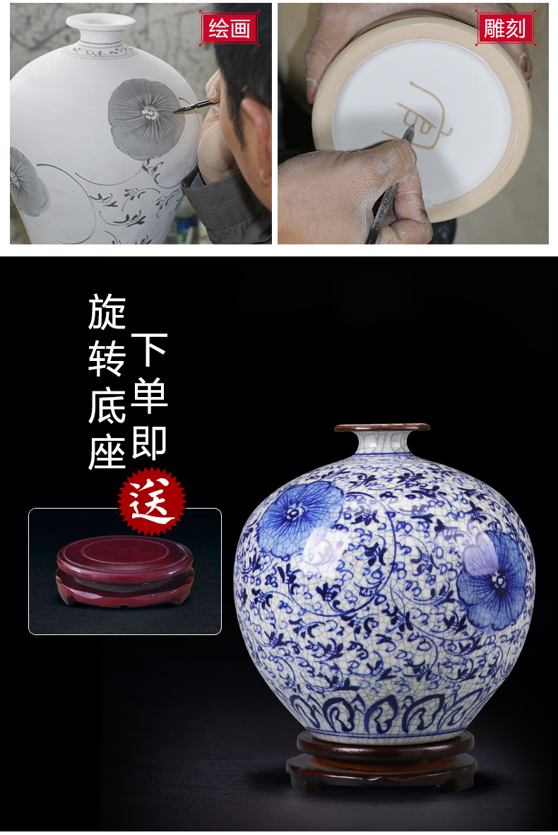 Blue and white porcelain vase furnishing articles of jingdezhen ceramics sitting room flower arranging retro hand - made antique porcelain home decoration