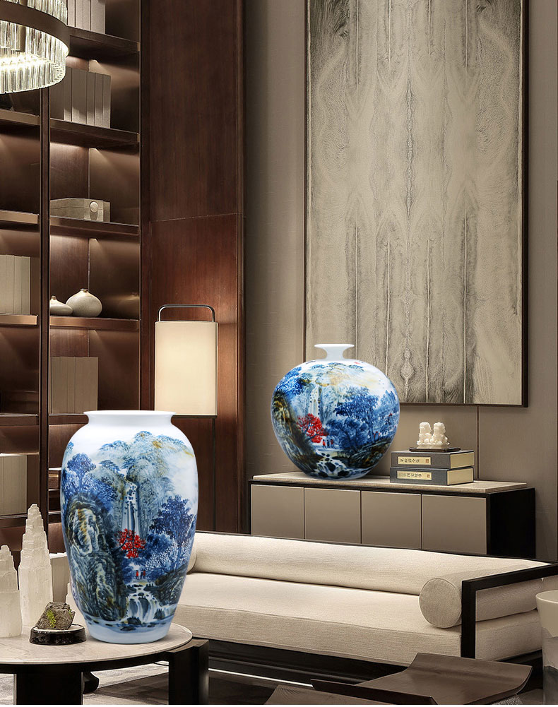 Jingdezhen porcelain vases, pottery and porcelain hand - made scenery of Chinese style living room rich ancient frame TV ark, home furnishing articles