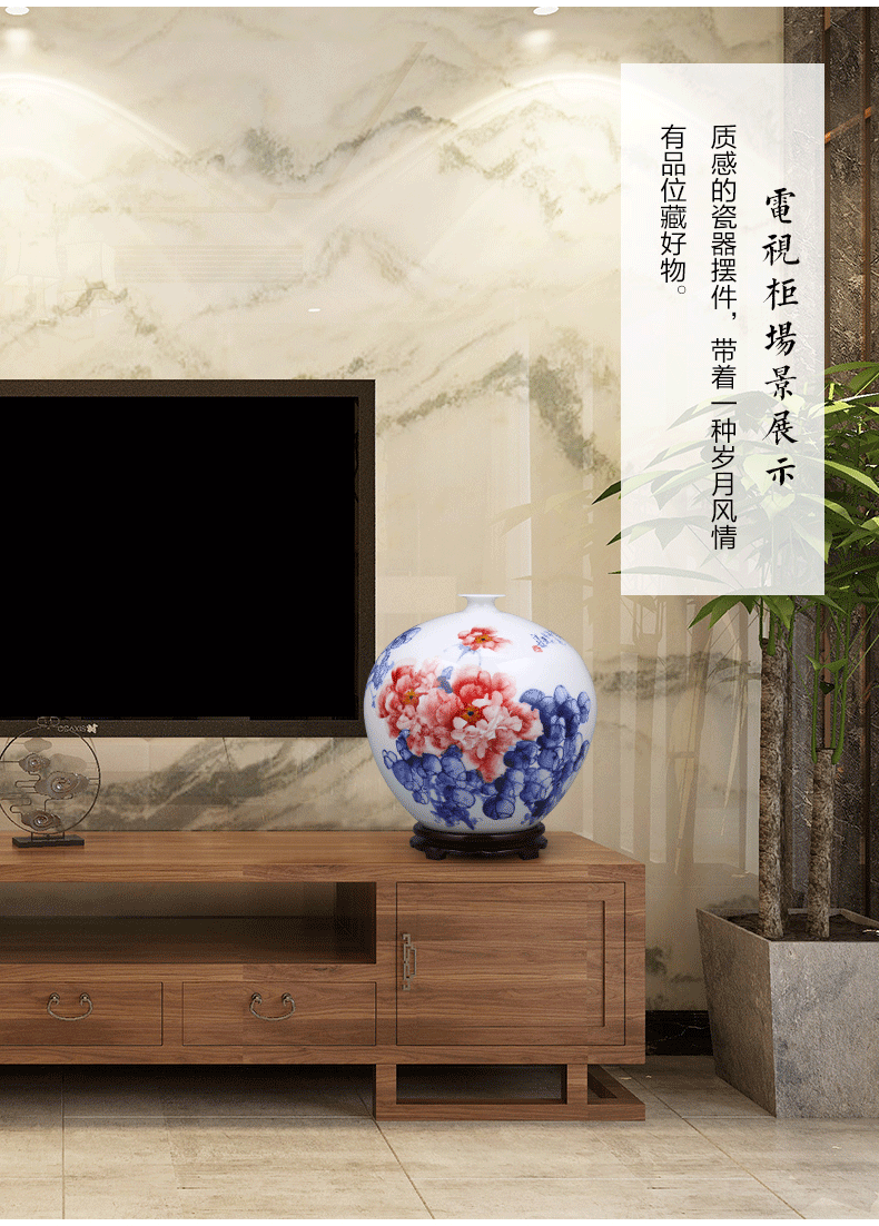 Hand - made jingdezhen ceramics vase peony pomegranate bottles of Chinese style household adornment furnishing articles porcelain child sitting room