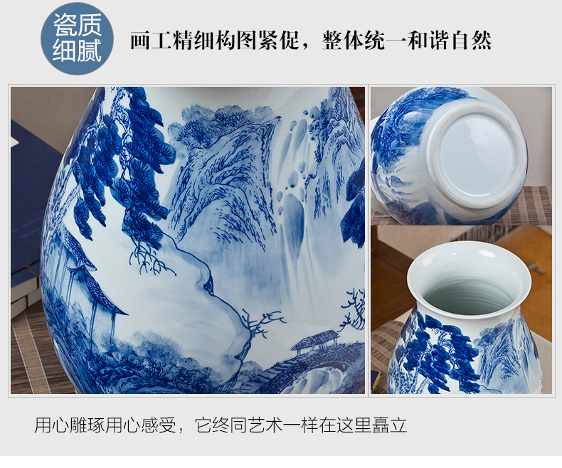 Jingdezhen ceramics hand - made of blue and white porcelain vase furnishing articles of new Chinese style living room TV ark, porcelain home decoration