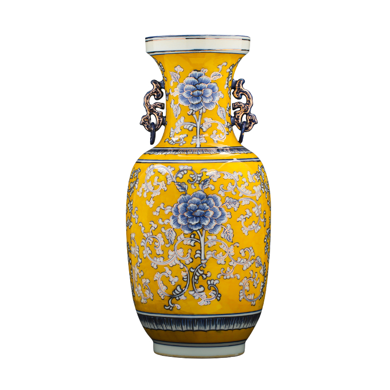 Jingdezhen chinaware paint hand - made vases, antique Chinese style light key-2 luxury living room TV cabinet decoration handicraft furnishing articles