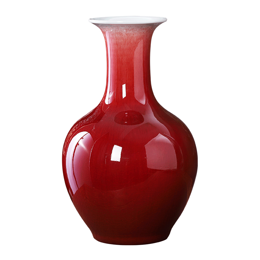 Jingdezhen ceramics ruby red vase flower arranging place new sitting room adornment cabinet decoration of Chinese style household porcelain