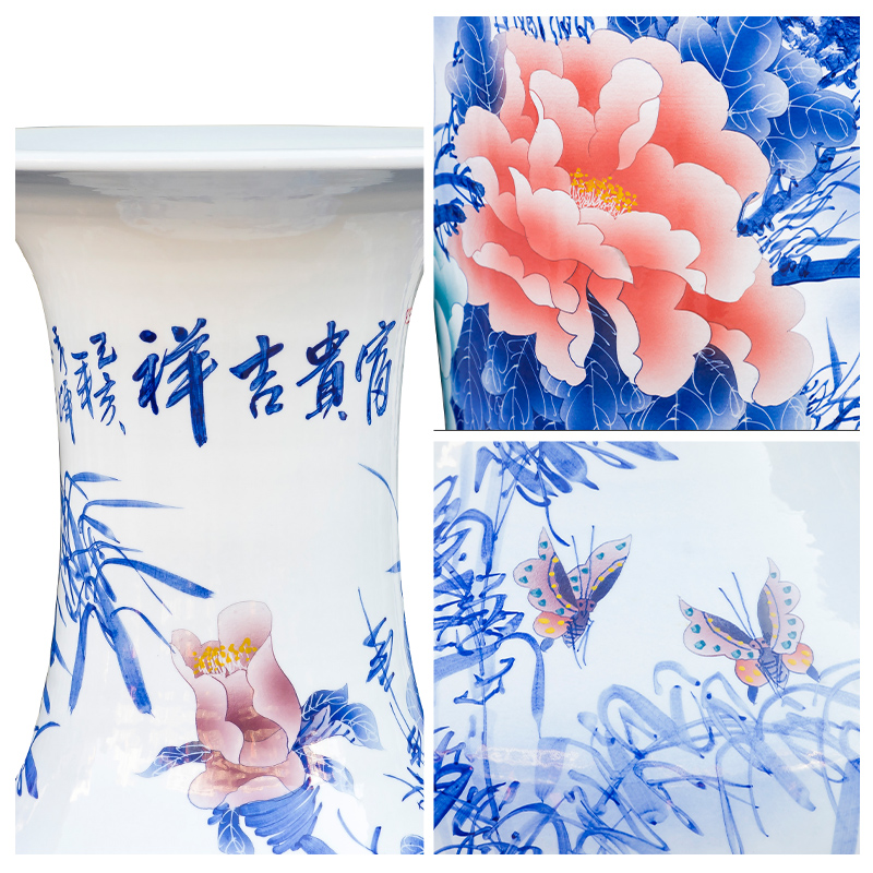 Jingdezhen ceramics of large vase furnishing articles hotel Chinese flower arranging hand - made large blue and white porcelain vases sitting room