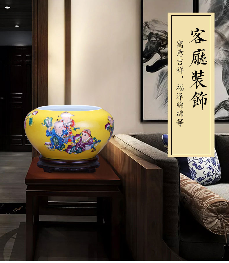 Jingdezhen ceramics cornucopia aquarium lucky decoration and furnishing articles tea to wash to the writing brush washer water shallow feng shui water lily flower pot