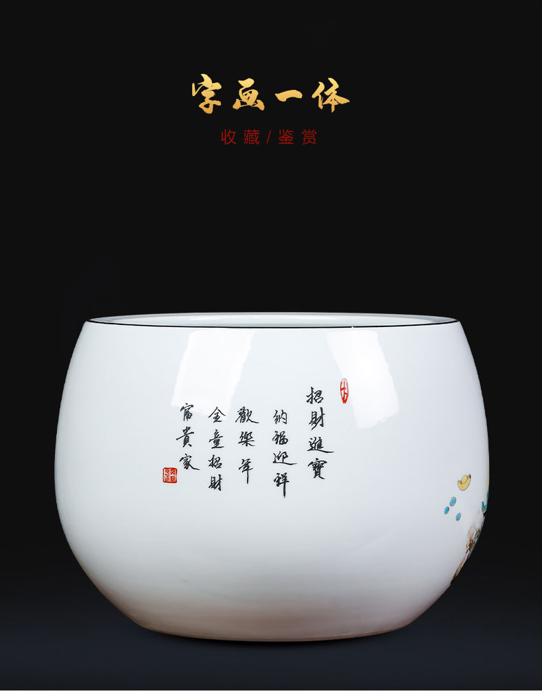 Jingdezhen ceramics powder enamel cornucopia cylinder creative household adornment TV ark, place of the sitting room porch decoration