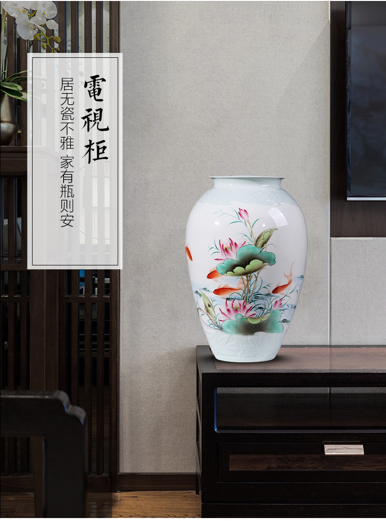 Jingdezhen ceramics hand - made enamel vase large living room TV cabinet decoration of Chinese style household furnishing articles bottle