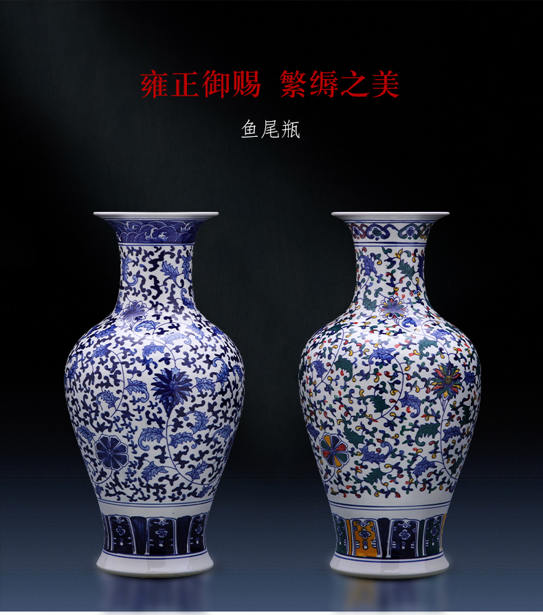 Jingdezhen blue and white porcelain vases, pottery and porcelain antique porcelain of large Chinese flower arranging sitting room son home furnishing articles