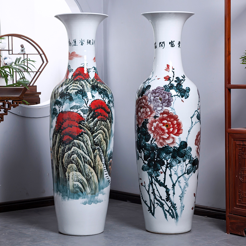 Jingdezhen ceramics Hongyun when the head of the flower blossom rich landed large vase hotel living room ornament ornaments large number