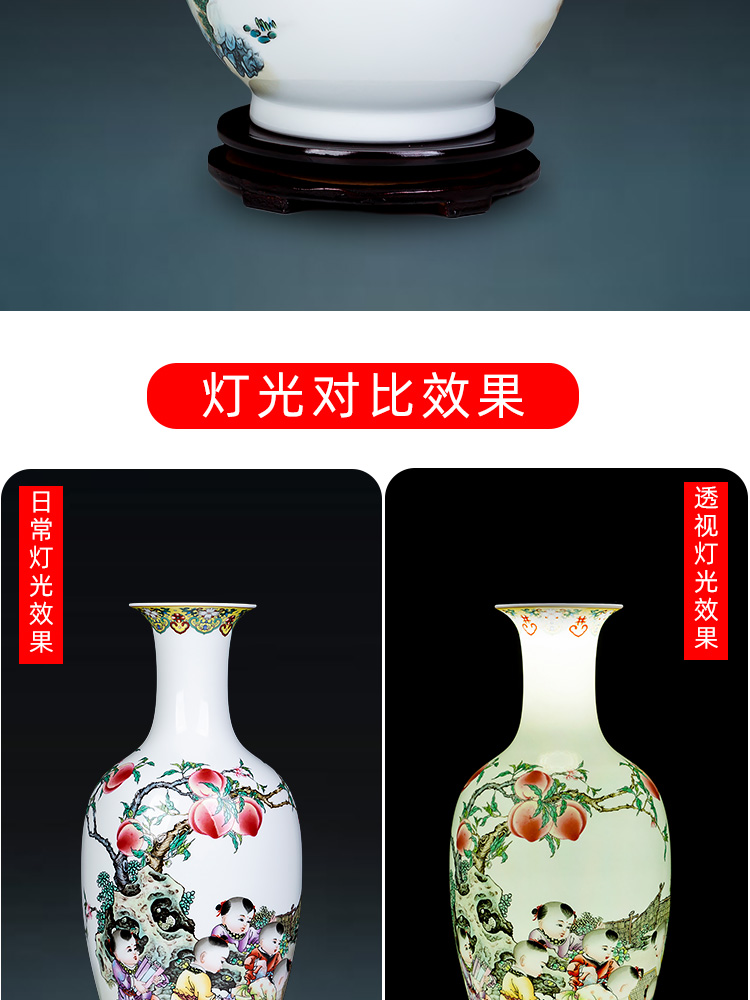 Jingdezhen ceramics powder enamel vase for bottle home decoration flower arranging rich ancient frame handicraft decoration furnishing articles to the living room