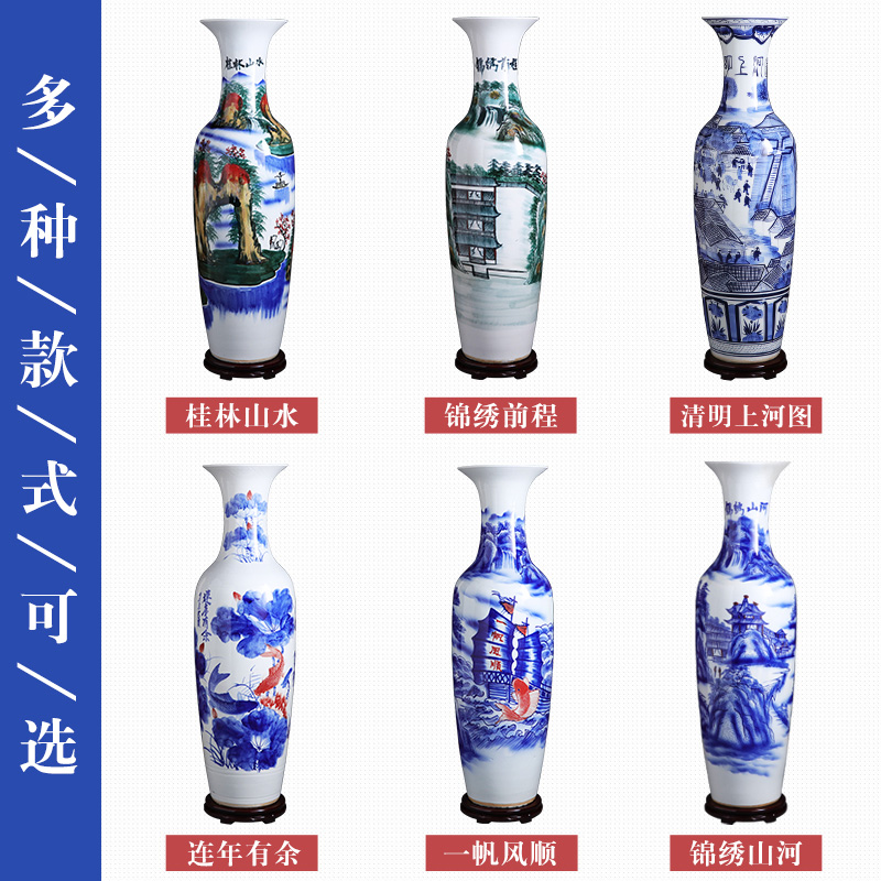 Manual hand - made porcelain of jingdezhen ceramics of large vase large - sized hotel opening sitting room adornment is placed