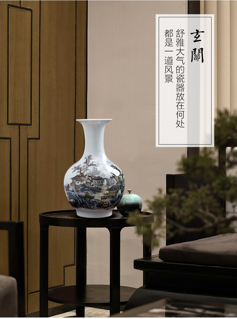 Pastel landscapes of jingdezhen ceramics vase furnishing articles to admire the porcelain bottle son Chinese style living room office decoration