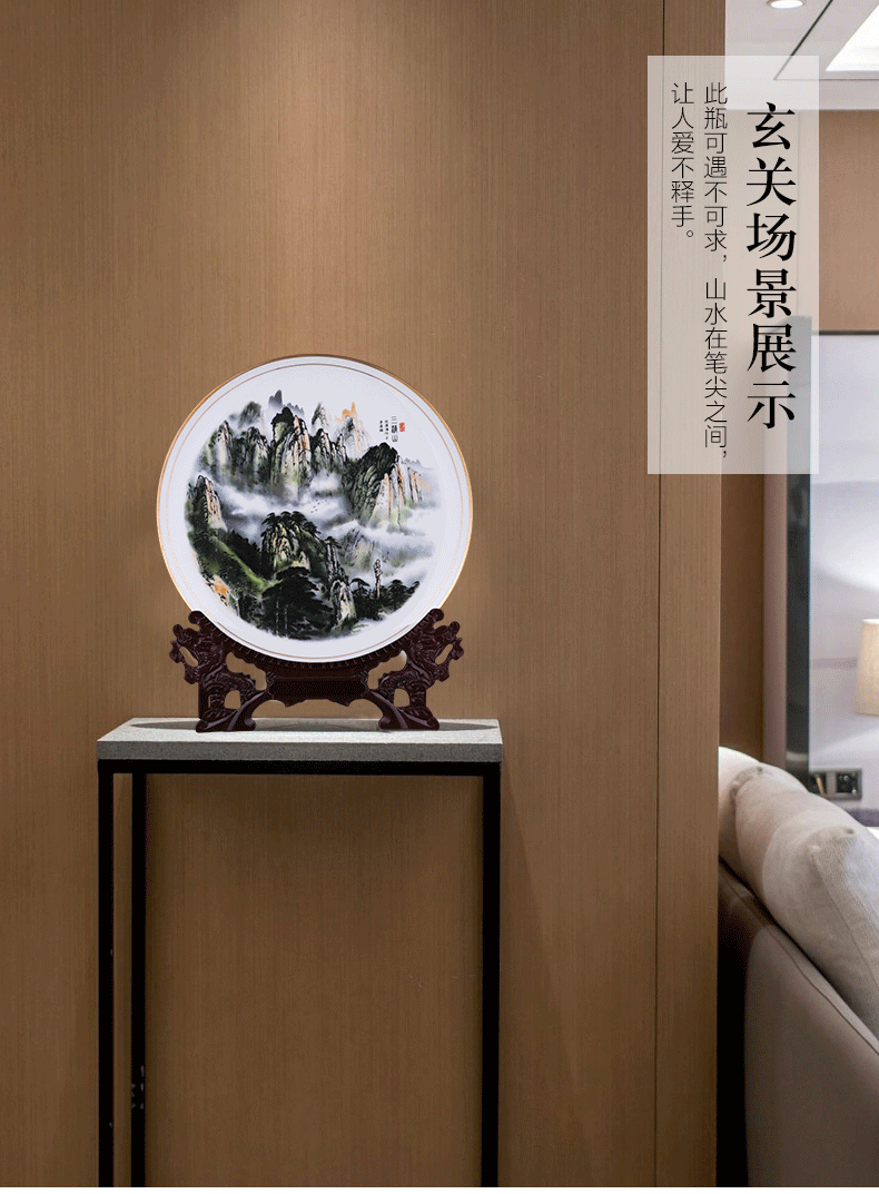 Jingdezhen ceramics furnishing articles hanging dish ipads porcelain decoration plate sit plate of Chinese style living room home decoration arts and crafts