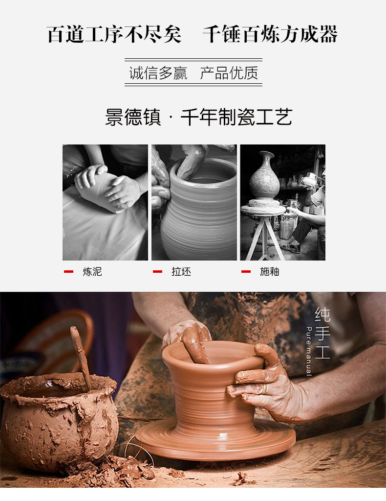 Jingdezhen ceramics hand - made of blue and white porcelain vase furnishing articles of new Chinese style living room home TV ark adornment arranging flowers